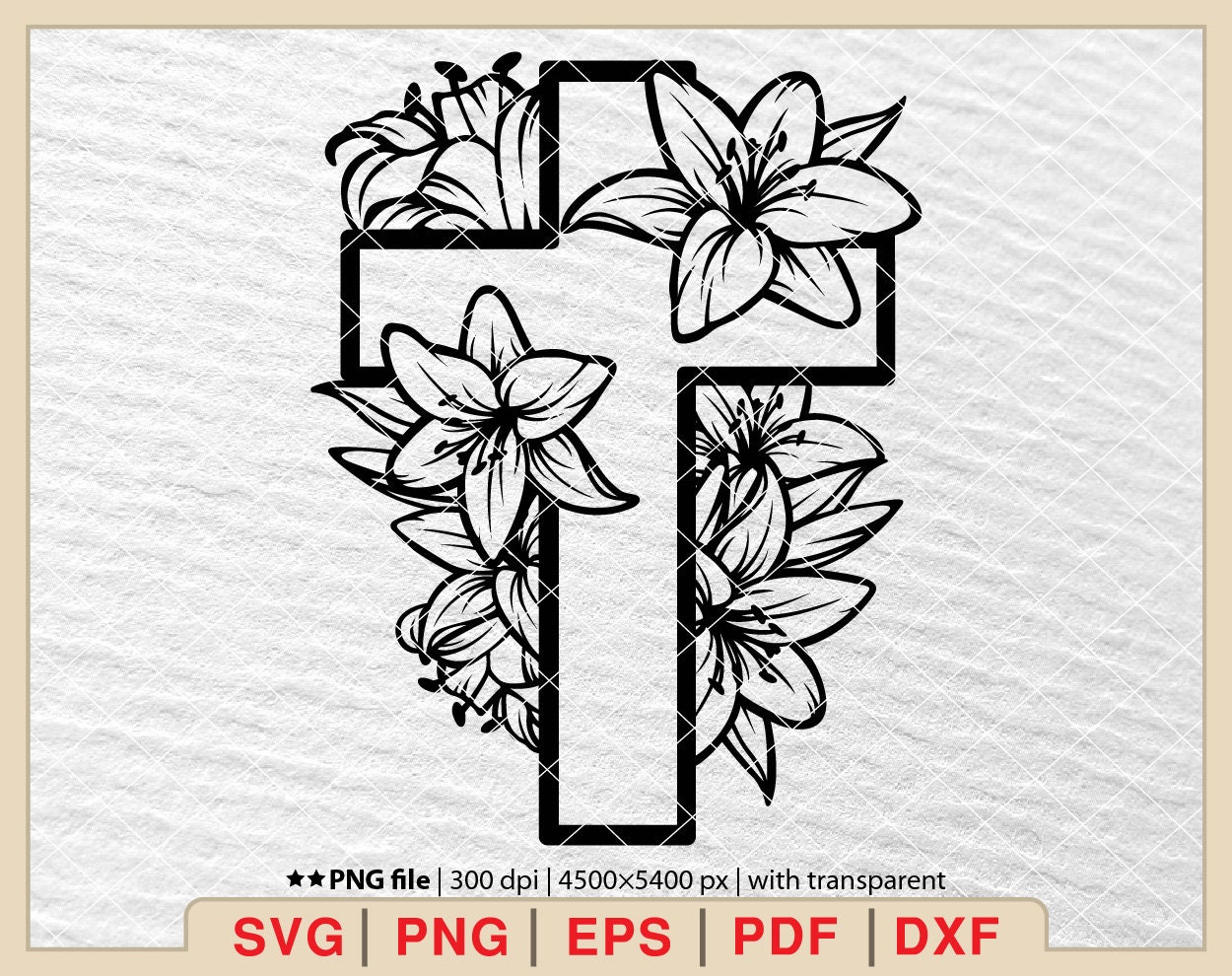 Floral Cross Svg, Cross and Flowers Svg, Floral Svg, Christian Svg, Daisy Svg, Religious Svg, Crosses Clipart, Flower Cross Svg [EP-293]