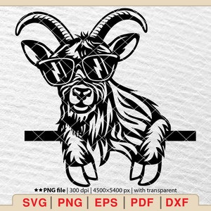 Funny Goat with Sunglasses SVG: Farm Animal Design (Digital Download)