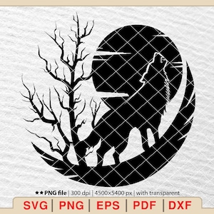 Wolf Moon Svg, Howling Wolf Svg, Wolf Howling Moon Svg, Wolf scen Svg, Mountain wolf Svg, Wolf wall art Svg, Wolf wilderness Svg [EP-01]