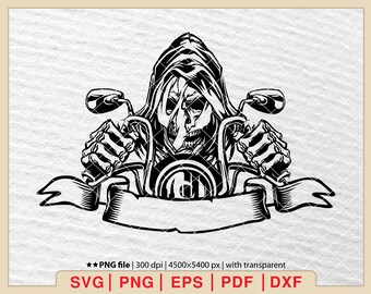 Motorcycle Skull Rider SVG: Chopper Skeleton Art (Digital Files)