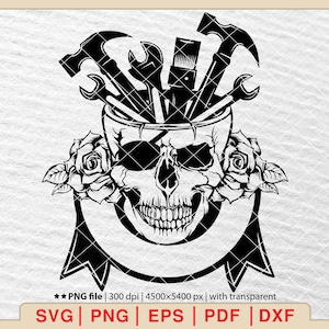 Skull Mechanic Svg,Mechanic Svg,Skull Svg,Wrench Svg,Piston Svg,Car service svg,Tools svg,Repair service svg,Garage svg [EP-158]