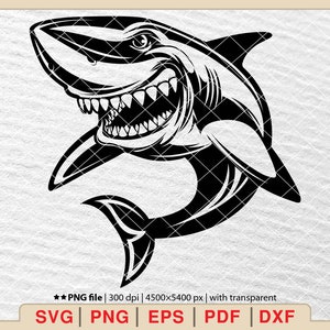 Shark In The Ocean Svg, Shark Svg, Mascot Shark Svg, Shark Logo Svg, Animal Svg, Fish Svg, Shark Silhouette, Shark Head Svg [EP-350]