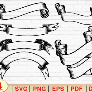 Banner Svg Bundle, Webband Svg, Label Svg, Bannerband Svg, Bunting Svg, Bunting Banner Svg, Handgezeichnete Banner Svg [EP-191]