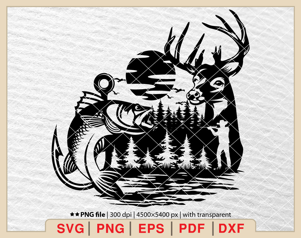 Deer and Fish Hunting Svg, Hunting Decal Gift Svg, Hunting Season Svg, Deer  and Fish Hunting Cut File, Instant Download Files for Cricut 