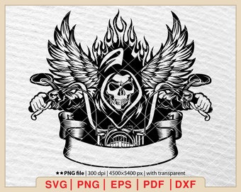 Motorcycle Rider Skull SVG: Chopper Biker Design (Digital Files)