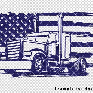 Semi Truck With Flag Svg, Semi Truck Svg, Truck Svg, Big Truck Clipart ...