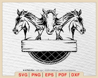 Horse Head Monogram SVG, afdrukbare paardenvector (digitale download)