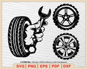 Mechanic Wrench & Tire SVG: Repair Tools Logo (Digital Files)