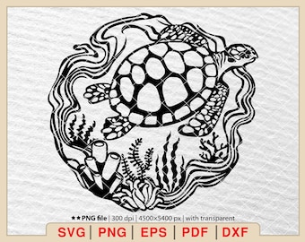 Sea Turtle SVG: Ocean Wave Design (Digital Download)