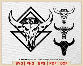 Wild West Bull Skull SVG: Laser Cut File, Shirt Design (Digital Files)