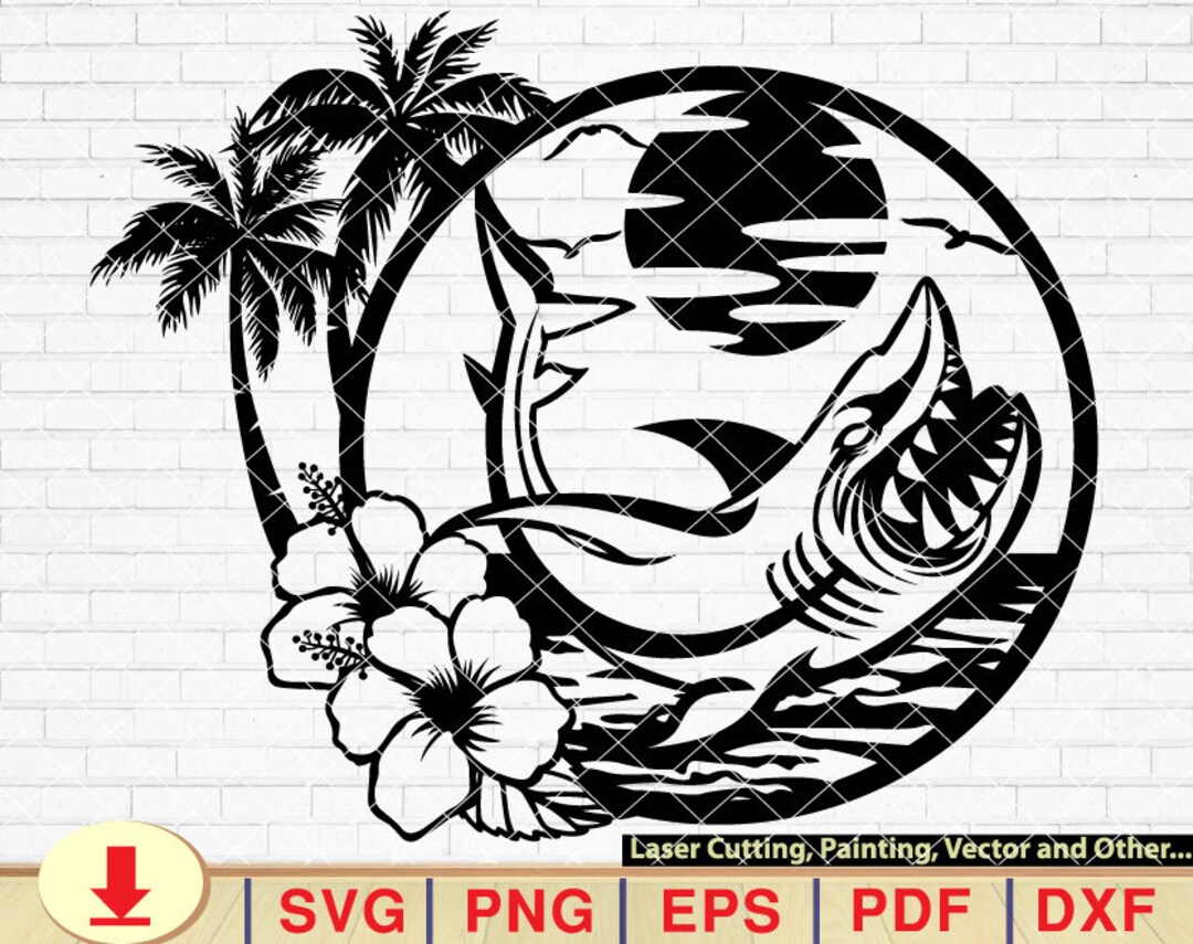 Shark Ocean Scene Svgshark in the Ocean Svg Shark Svg Shark Etsy