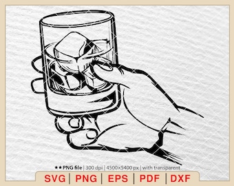 Whiskey Glass SVG: Alcohol Clipart, Toast Design (Digital Files)