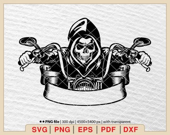 Motorcycle Rider Skull SVG: Chopper Biker Design (Digital Files)