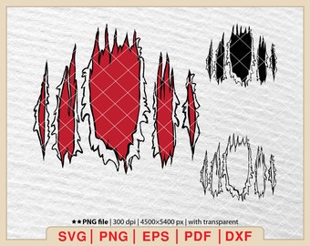Claw Scratches SVG: Design di maglietta strappata (file digitali)