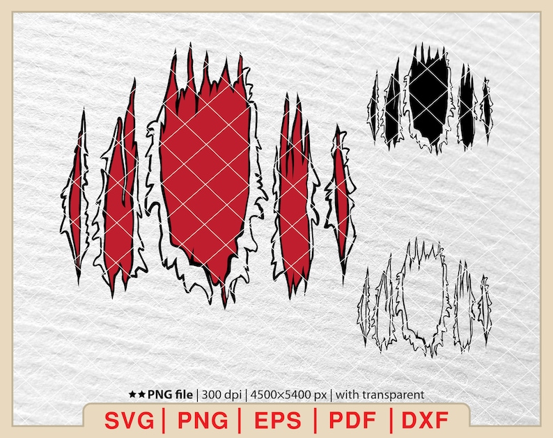 Jagged Rips Claw Scratches SVG: Ripped Shirt Design (digital Files) - Etsy