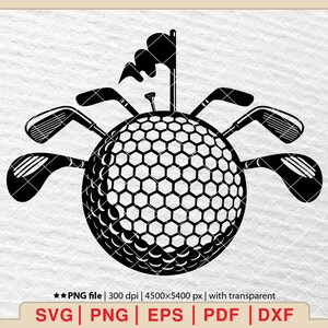 Golf Ball & Clubs SVG: Vector Cut File for Cricut (Digital Download)