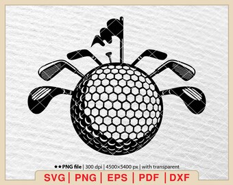 Golf Ball & Clubs SVG: Vector Cut File for Cricut (Digital Download)