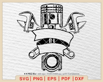 Wrench & Piston SVG: Mechanic Handyman Logo (Digital Files)