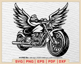 Winged Motorcycle SVG: Biker Clipart (Digital Files)