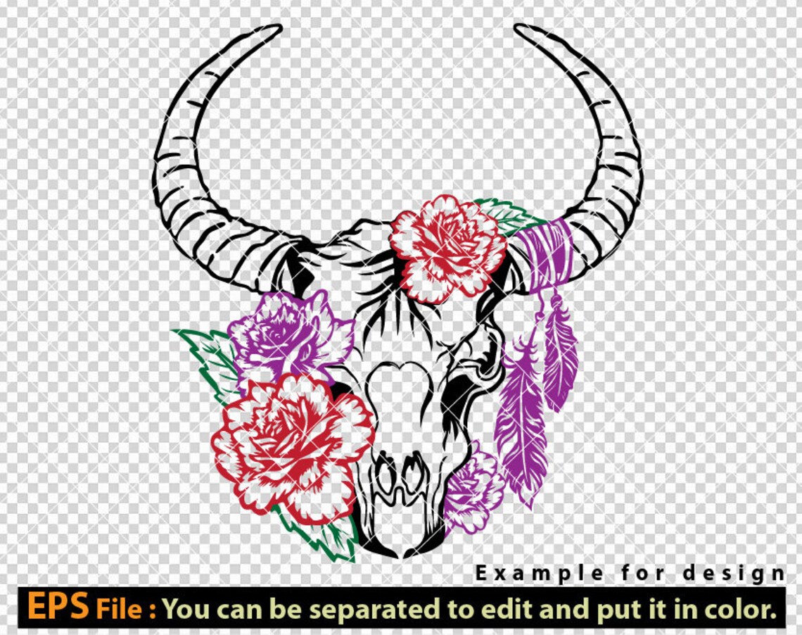 Floral Bull Skull Svg Bull Skull Floral Svg Skull Cow Svg - Etsy