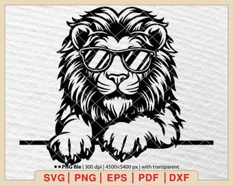 サングラスをかけたライオン svg、ライオン svg、ライオンの頭の