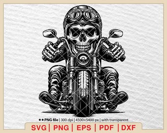 Motorcycle Skull SVG: Chopper Skeleton Clipart (Digital Files)