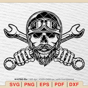 Mechanic Skull with Wrenches SVG: Repair Logo, Handyman Design (Digital Files)