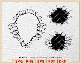 Garras y arañazos SVG: Parque Jurásico, marcas de garras sangrientas (archivos digitales)