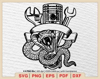 Snake & Repair Tools SVG, Mechanic Logo, Handyman Design (Digital Files)