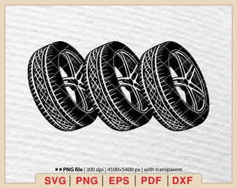 Tyre Wheels SVG: Car Tire Track Silhouette (Digital Files)