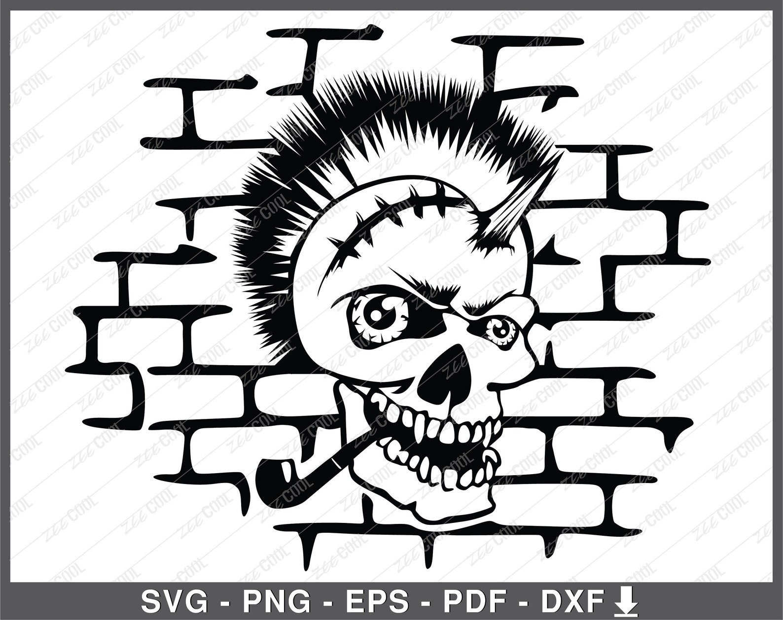 Skull with Mohawk svgSkull svgSkeleton svgFace Mohawk Etsy