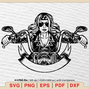 Biker Woman SVG: Motorcycle Rider Graphic (Digital Files)