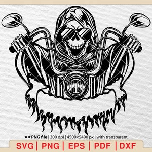 Biker Skull SVG: Motorcycle Rider Graphic (Digital Download)