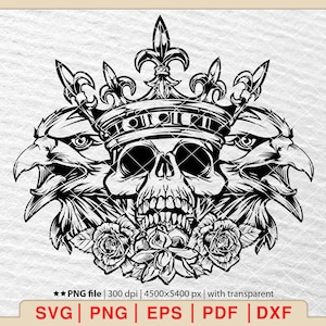 Skull King Svg, King Skull Svg, King Crown Svg, Bearded Skull King Svg, Skull King Queen Svg, Skeleton King Svg, Skull king vector [EP-108]