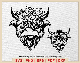 Highland Cow SVG Clipart: Scottish Farm Animal (Digital Files)