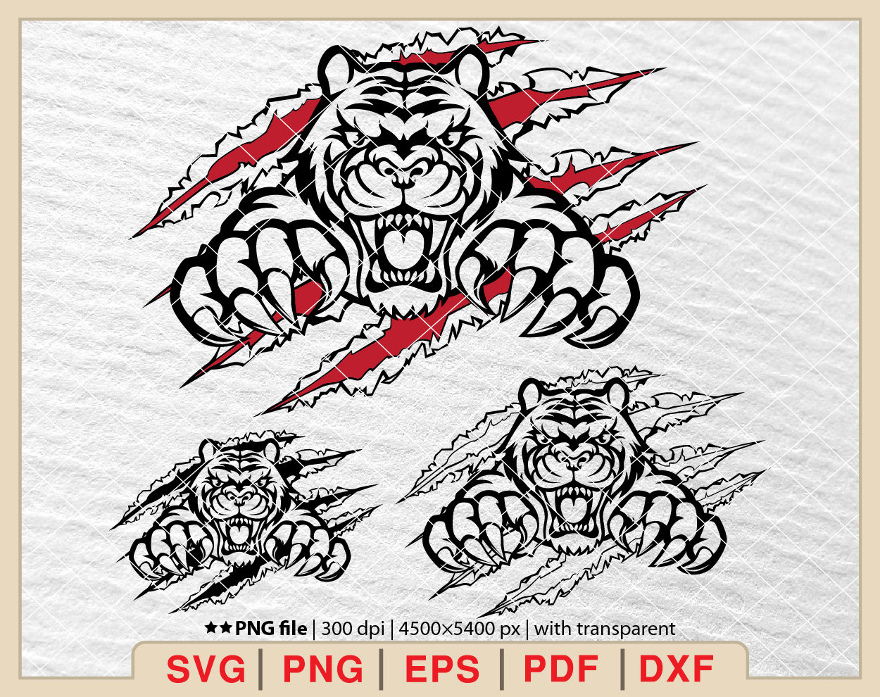Tiger Claw Scratch SVG: Head & Marks Clipart (digital Files) - Etsy