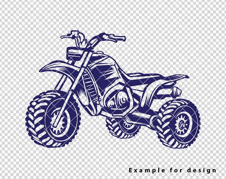 Może przedstawiać: Niebiesko-biała ilustracja tr&oacute;jkołowego motocykla. Motocykl ma duże przednie koło i dwa mniejsze tylne koła. Motocykl jest narysowany w stylizowanym, kresk&oacute;wkowym stylu.