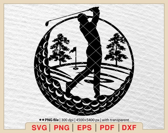 Golfer Silhouette SVG Bundle: Golf Club, Ball, Player (Digital Files)