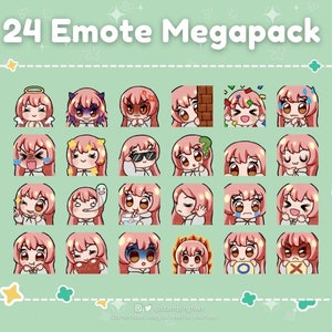 Pink Hair Brown Eye Beige Skin Kawaii Cute Emote Megapack