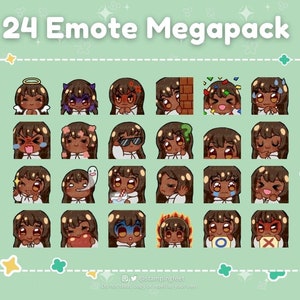 Brown Hair Brown Eye Mocha Skin Kawaii Cute Emote Megapack