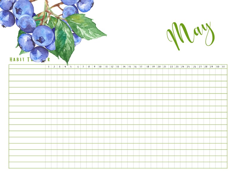 Beautiful Watercolor Daily Habit Tracker 12 Designs Printable Download - Etsy
