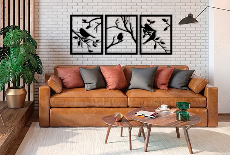 Metal Tree Bird Wall Art Birds Sign Wall Art Living Room Etsy