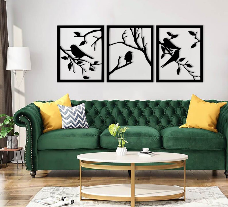 Metal Tree Bird Wall Art Birds Sign Wall Art Living Room Etsy