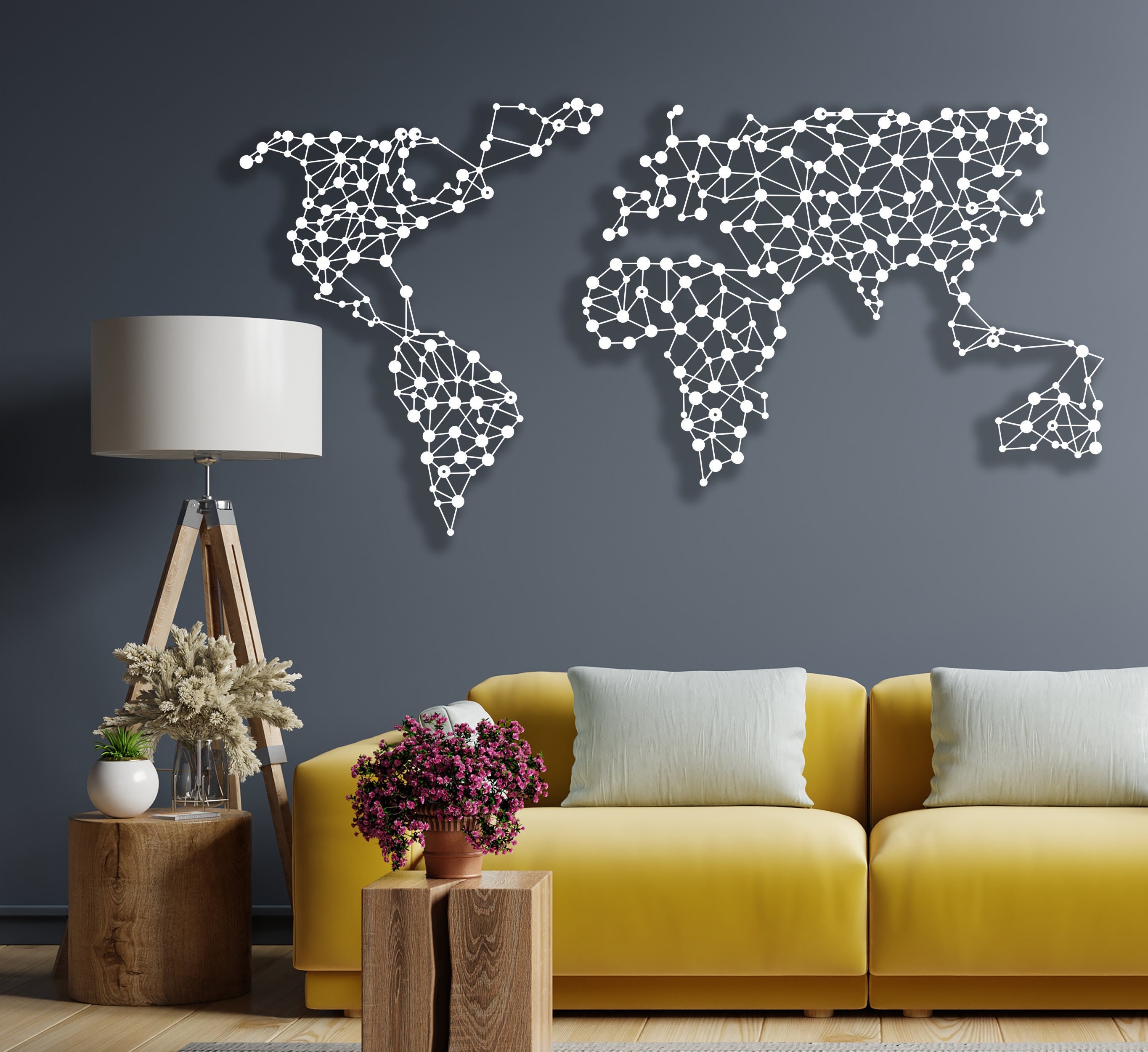 World Map Wall Art, Large Wall Art, Metal Wall Decor, World Map, Metal
