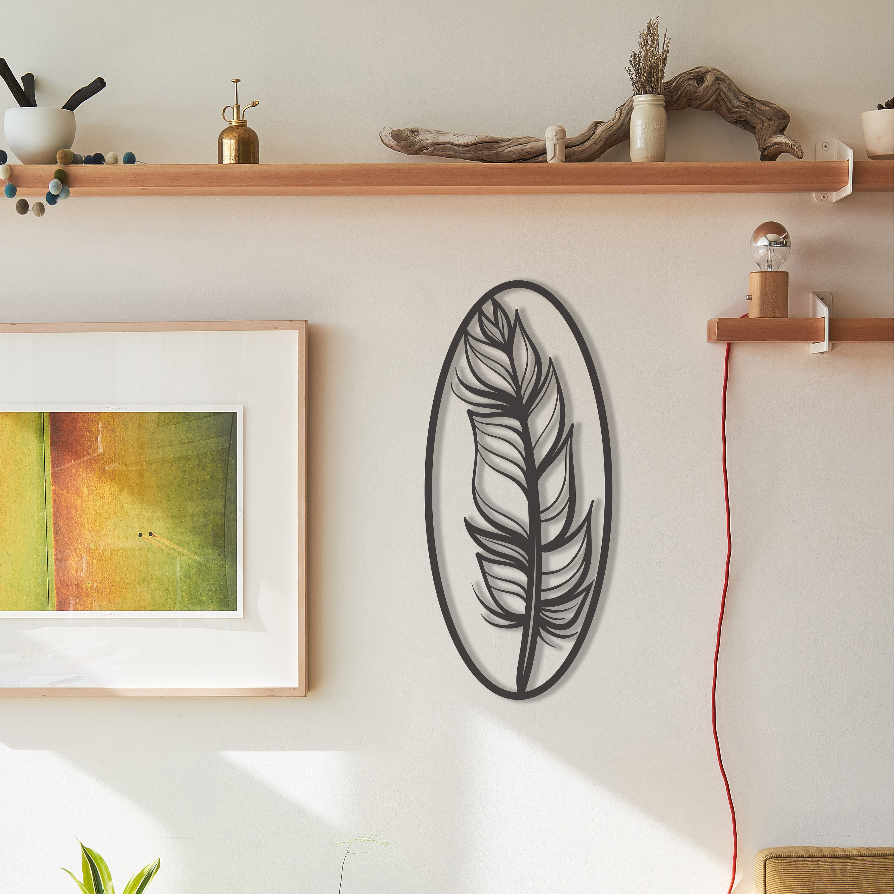 Feather 1 Metal Decor Art Black Metal Wall Art For Home Etsy