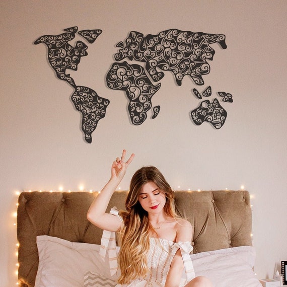 Set of 4 Wall Map Metal Wall Art Metal World Map Wall Art Etsy Australia