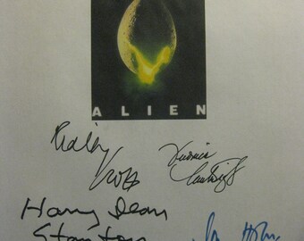 Alien Signed 1979 Film Movie Script Screenplay Autographs Ridley Scott Tom Skerritt Sigourney Weaver Veronica Cartwright John Hurt Ian Holm