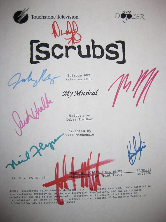 Scrubs My Musical signed TV Script Drehbuch Zach Braff Donald Etsy.de