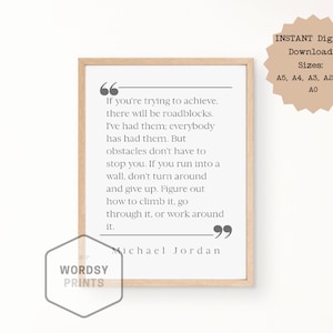 Michael Jordan Roadblocks Quote Printable, Michael Jordan Wall Art, Michael Jordan Quote Poster. Quote Printable, Printable Wall Art