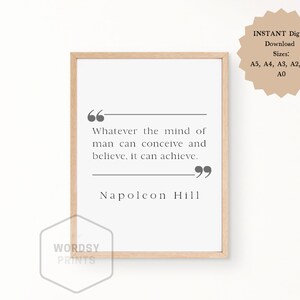 Believe Achieve Printable Wall Art, Napoleon Hill Poster, Home Wall Art, Law of Attraction Printable Art, Napoleon Hill Printable Art, LOA